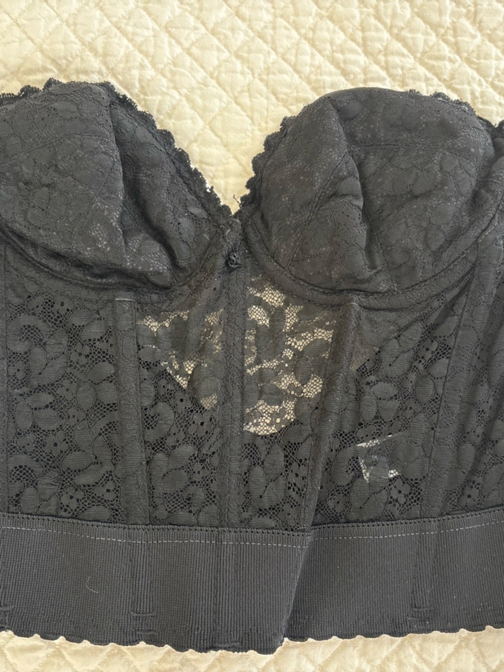 Vintage JC Penney Adonna Black Lace Longline Bustier Bra Underwire Size 36 B - Picture 8 of 8